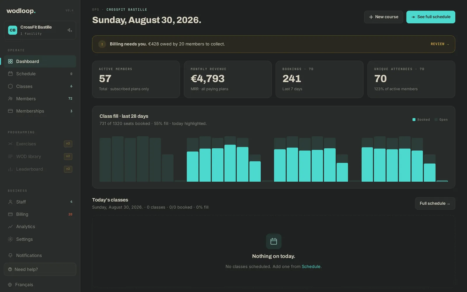 wodloop · tableau de bord
